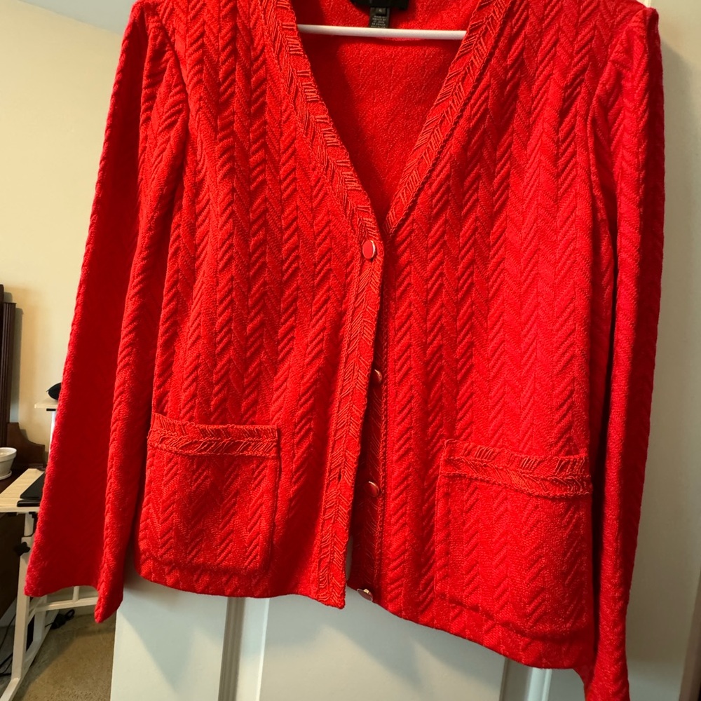 St. John knits bright red/orange woven jacket